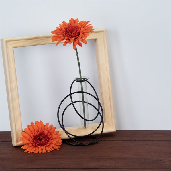 Blumenvase Flower Metall mit Reagenzglas  schwarz