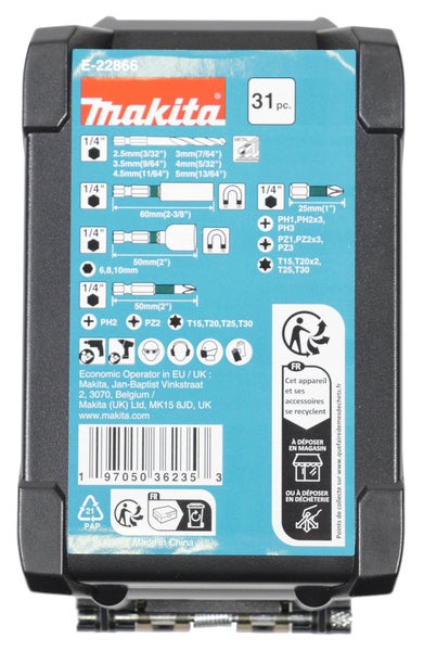 Makita Bohrer-/Bit-Set 31-tlg. Impact Black E-22866