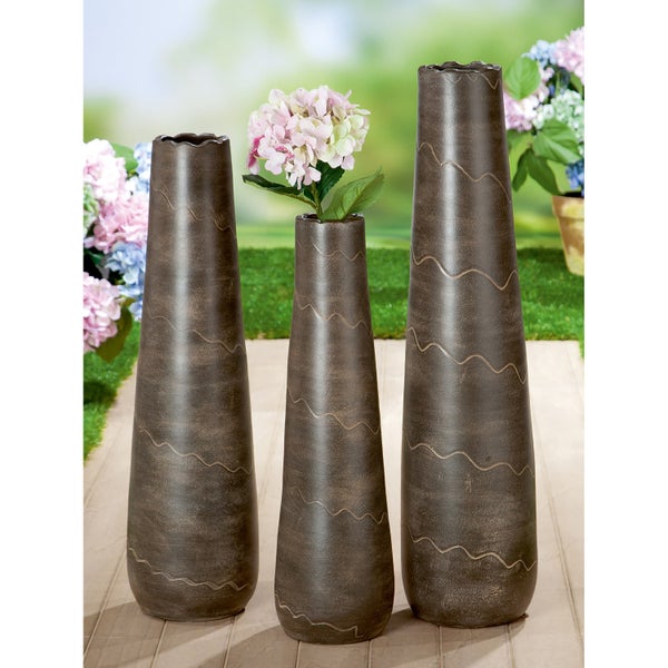 Vase GILDE Höhe 70 cm braun Keramik