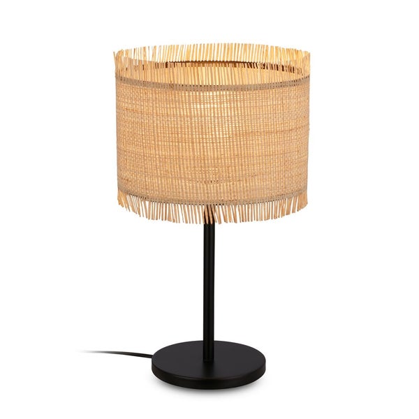 Briloner Borra Tischlampe, Strohschirm, Kabelschalter, Boho-Stil, E27 Fassung, Natur, Ø25 x 43,5 cm