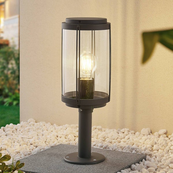 Lindby Außenleuchte Ojali (spritzwassergeschützt (Modern) in Schwarz aus Aluminium (1 flammig, E27) - Wegeleuchte Pollerleuchte Wegelampe Sockelleuchte