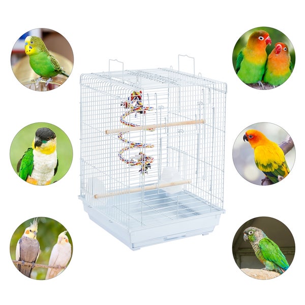 Yaheetech Vogelkäfig mit Dach , Weiß