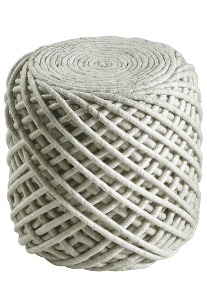 Pouf Hocker stilvoll, modern Elfenbein Rund Ø 40 cm