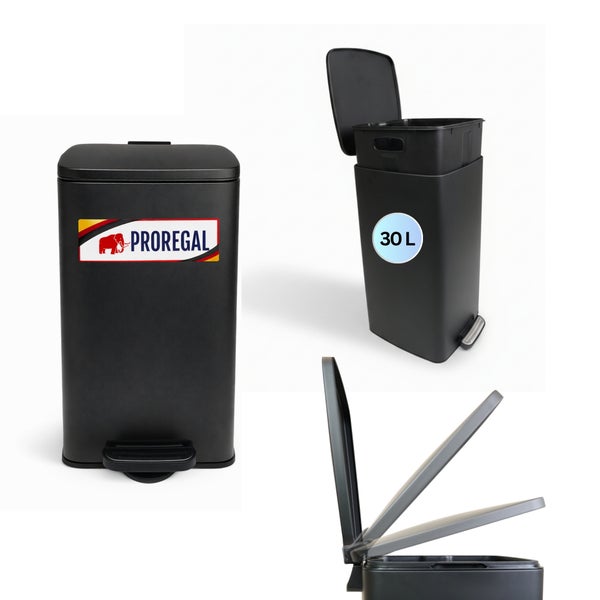 Proregal Tretabfalleimer mit 30 Liter Fassungsvermögen, Absenkautomatik und herausnehmbarem Inneneimer.