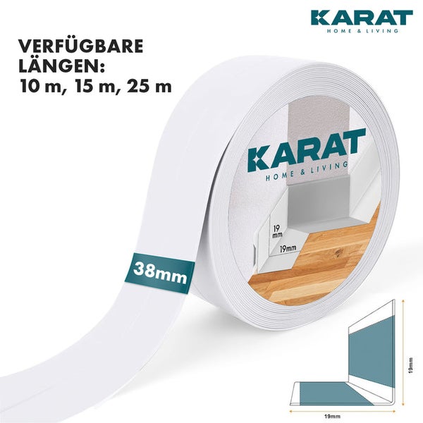 FLOORDIREKT Weichsockelleiste Riga - Selbstklebend & Flexibel - Knickleiste - Weiß - 15 m