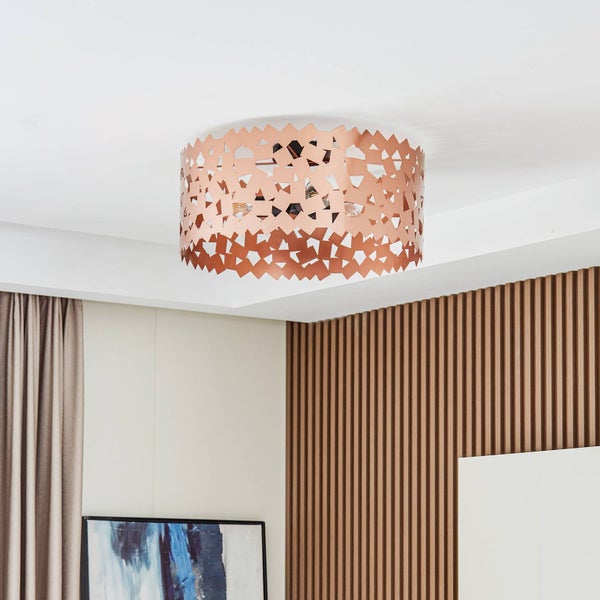 Lucande Deckenlampe Aeloria (Modern) in Kupfer aus Metall (3 flammig, E27) - Deckenleuchte Lampe Wohnzimmerleuchte