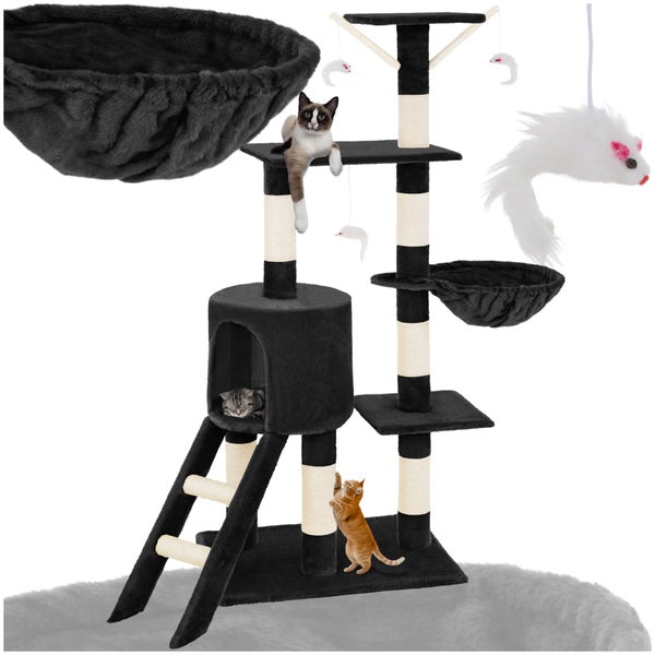 Katzenkratzbaum mit Liegemulden, Höhle, Plattformen und Spielzeug