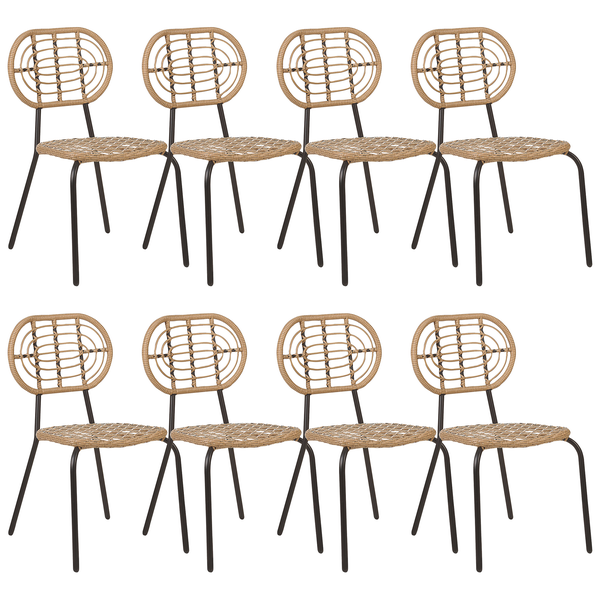 Set mit 8 Stühlen PRATELLO Polyrattan Naturfarben