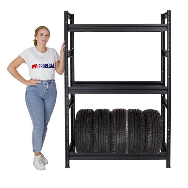 PROREGAL Reifenregal Dino HxBxT 180 x 120 x 50 cm Fachlast 150 kg bis zu 12 Reifen Schwarz