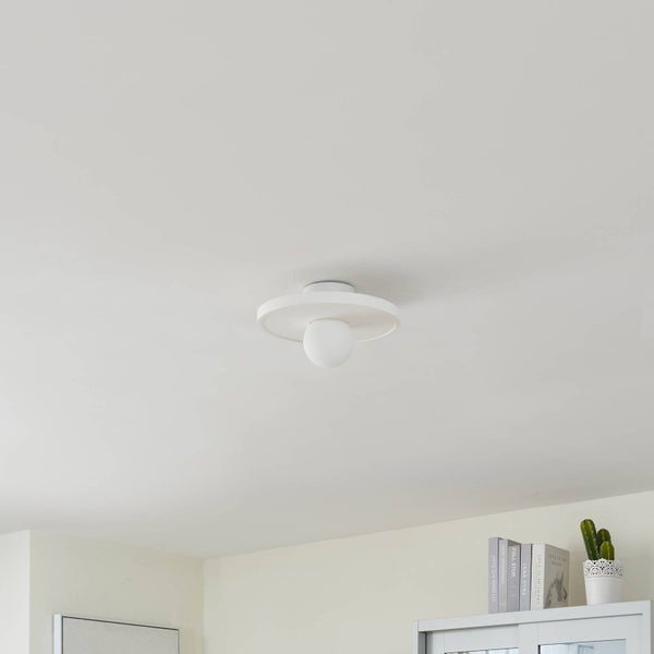 Lindby Wandleuchte, Wandlampe Innen Nielson (Modern) in Weiß aus Gips/Ton (1 flammig E27) - Wandstrahler Wandbeleuchtung Schlafzimmer / Wohnzimmer Wohnzimmerleuchte