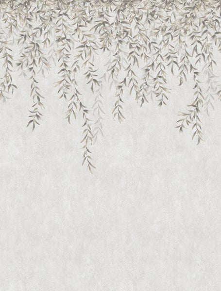 Tapete mit herabhängenden Zweigen und Blättern.