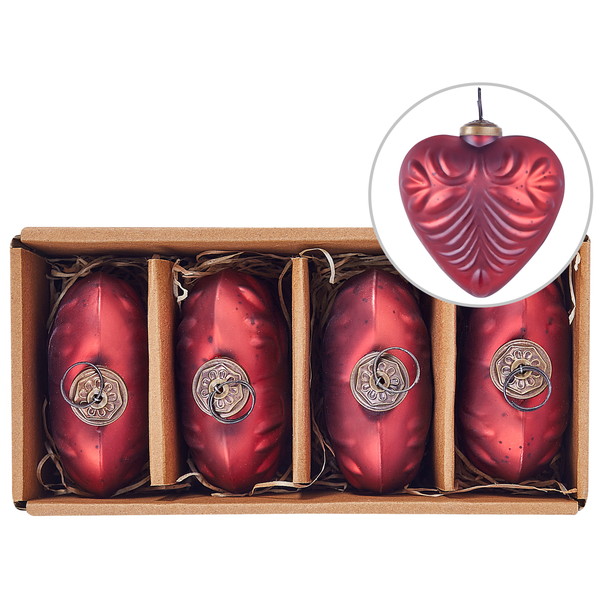 Weihnachtskugel 4er Set FERIABLE Glas Rot