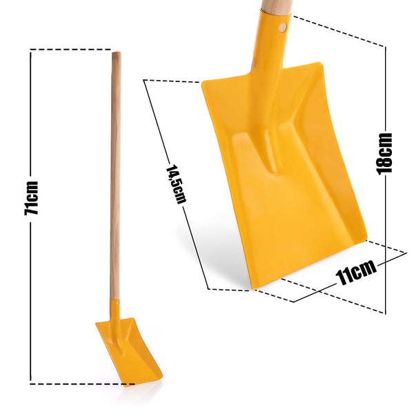 Kinderbesen mit Holzstiel und Kunststoffborsten, Gesamthöhe 66 Zentimeter, Kopfbreite 19,5 Zentimeter, Kopftiefe 8 Zentimeter.