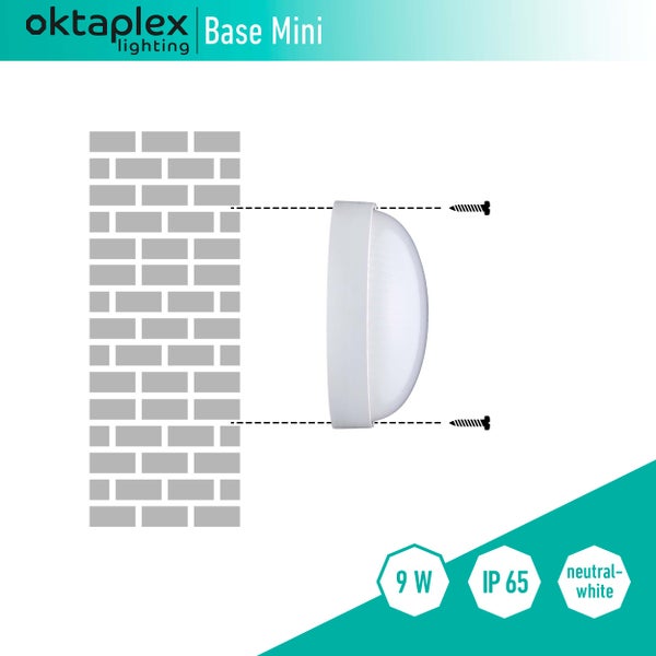 LED Kellerlampe 4000K Neutralweiß 9W 800lm IP65 Deckenleuchte für Keller Garten Waschküche Abstellraum weiß rund