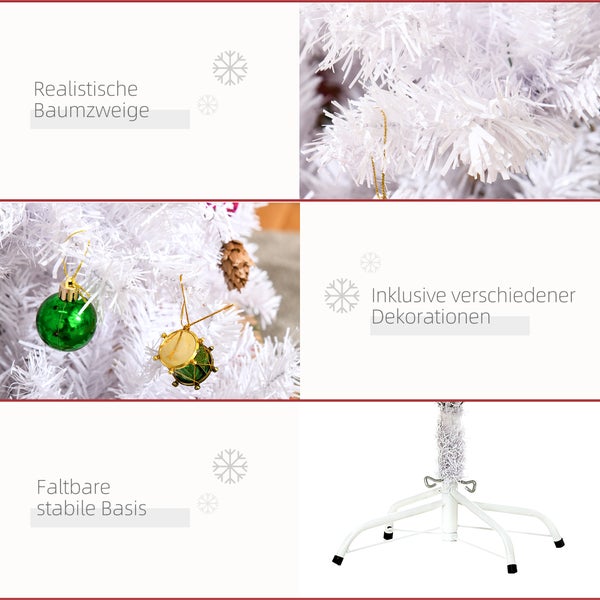 HOMCOM Weihnachtsbaum, ø85 x H150 cm, PVC, Weiß