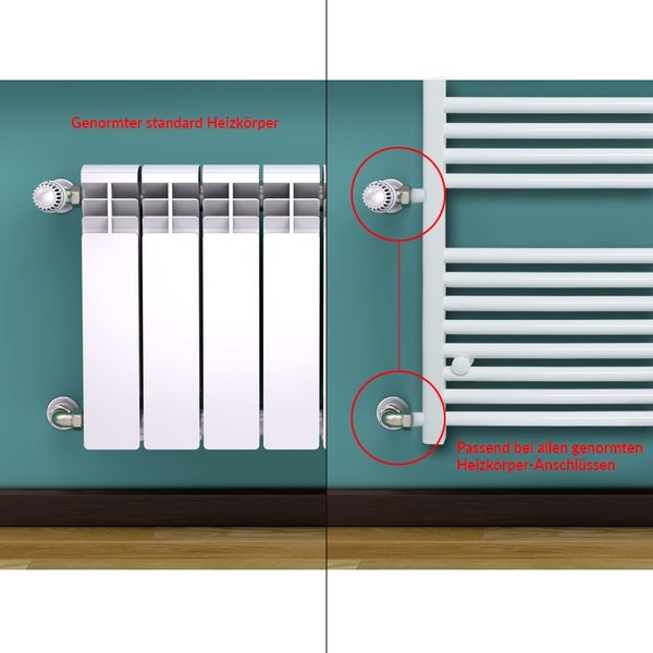 ECD Germany Renovierungsheizkörper Austausch 600 x 1800 mm - Weiß - gerade mit Seitenanschluss 900 mm - Badheizkörper Heizkörper Handtuchwärmer Handtuchtrockner