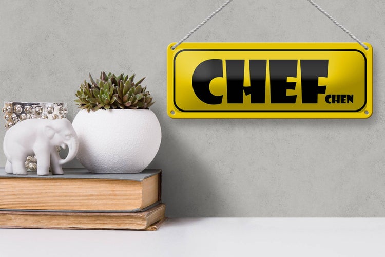 Blechschild Spruch 27x10cm Chef Chefchen Arbeit Dekoration