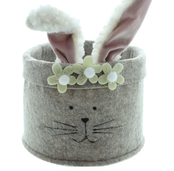 FRANK FLECHTWAREN | Osternest Häschen, 2er Set, FILZ AUS PET, 15,5 x 15,5 x 21,5 cm, 19 x 19 x 27,5 cm