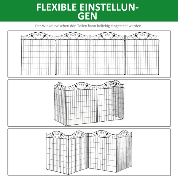 Outsunny Gartenzaun, Gitterzaun für Balkon, Garten, 365 x 112 cm, Metall , Schwarz