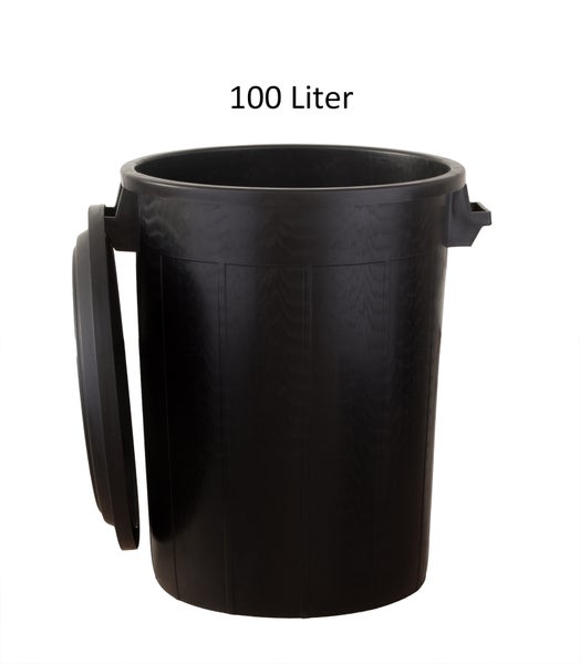 Universaltonne 100 Liter mit Deckel und 2 Tragegriffen Allzweck Tonne Schwarz
