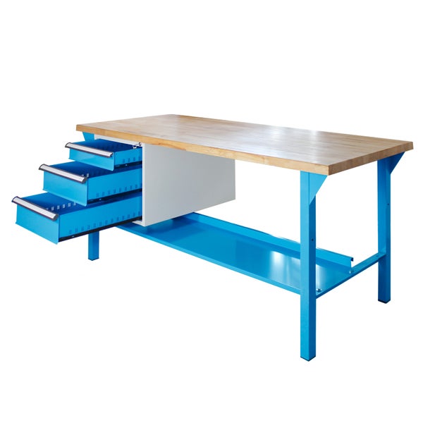 PROREGAL Werkbank Rhino Plus mit 3 Schubladen HxBxT 84 x 150 x 70 cm Traglast 500 kg Blau Blau