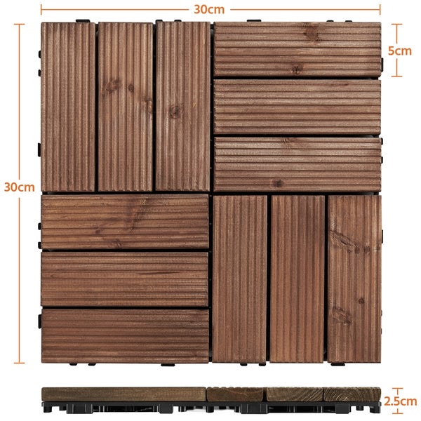 Quadratische, braune Terrassenfliese aus Holz, 30 x 30 cm