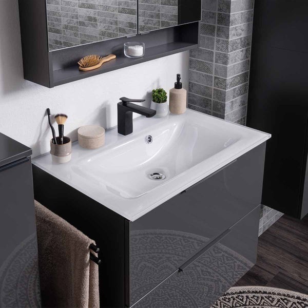 Badezimmer Waschbeckenunterschrank mit Waschtisch und Armatur