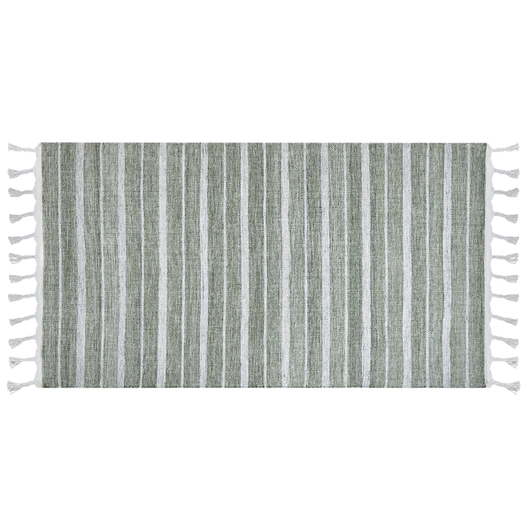 Outdoor Teppich dunkelgrün / weiß 80 x 150 cm Streifenmuster Kurzflor BADEMLI