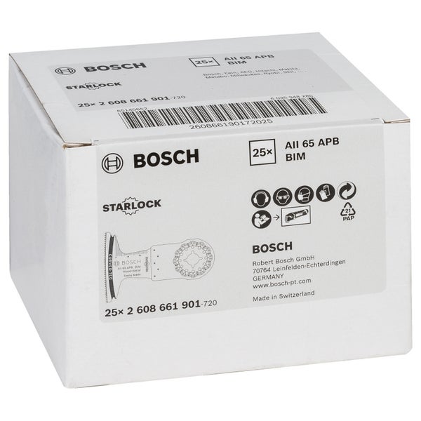 Bosch 25x BIM Tauchsägeblatt Starlock AII 65 APB Wood and Metal 40 x 65 mm - 2608661901