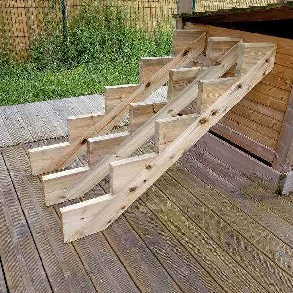 3er Set Treppenwange 5 Stufen aus KDI Holz für Gartentreppe, Außentreppe, Terrassentreppe n-Höhe 85cm