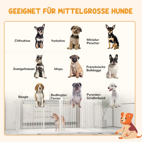 PawHut Freilaufgehege, 154L x 154B x 90H cm, Stahl, Kunststoff, Weiß