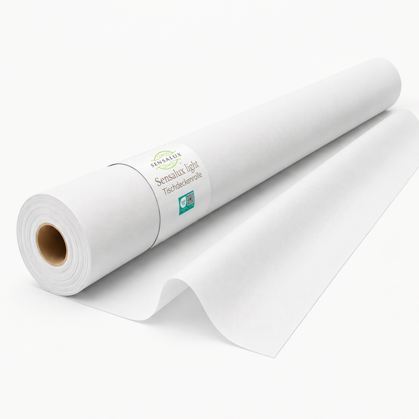 Sensalux light Tischdeckenrolle aus Vlies, weiß.