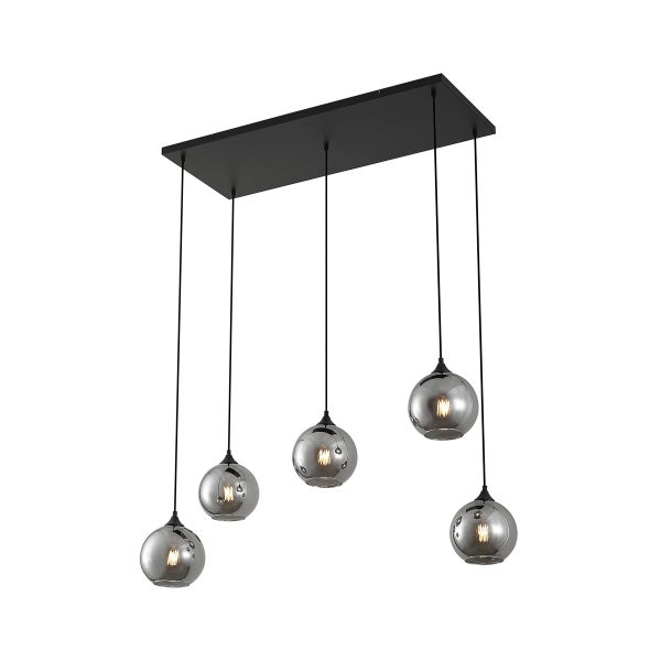 Pendelleuchte mit fünf Glaskugeln