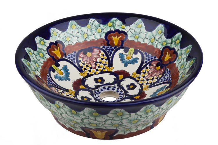 Keramik Waschbecken mit Blumenmuster