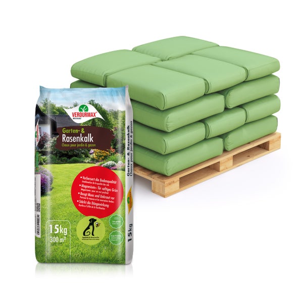 Verdurmax Garten- und Rasenkalk 15 Kilogramm Sack mit Palette