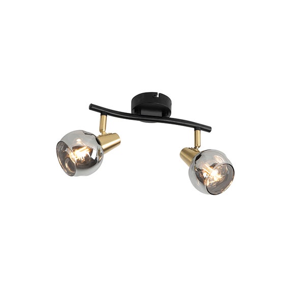 Deckenleuchte mit zwei grauen Glasschirmen