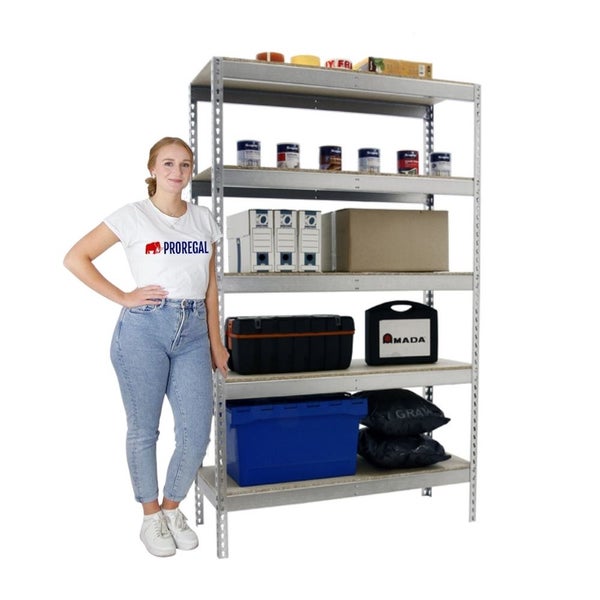 PROREGAL Schwerlastregal Big Wood Yeti Five HxBxT 200 x 120 x 45 cm Fachlast 400 kg Verzinkt