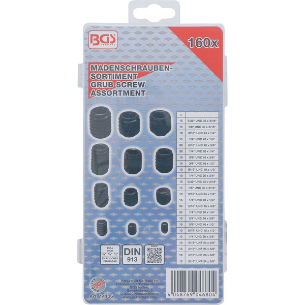 BGS technic Madenschrauben Sortiment, 160-teilig
