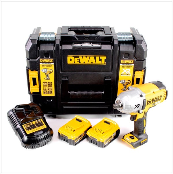 DeWALT Akku-Schlagschrauber-Set mit zwei 18 Volt Lithium-Ionen Akkus, Ladegerät und Transportkoffer.