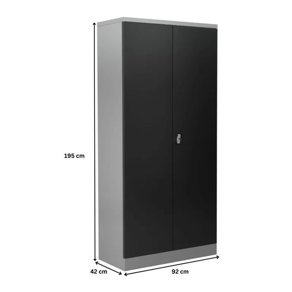 PROREGAL Stahlschrank Bee 8 Fachböden HxBxT 195 x 92 x 42 cm Verzinktes Fachbodenmaterial Grau & Anthrazit