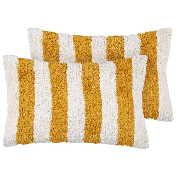 Dekokissen 2er Set HELIANTHUS Baumwolle 30 x 50 cm Weiß Streifenmuster