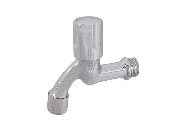 Auslaufventil verchromt mit geriffeltem Griff