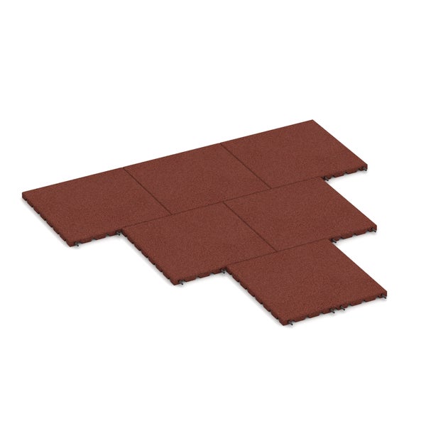 Fallschutzplatte Fallschutzmatte 50 x 50 x 3 cm - 6 Stück 1,5 m² - Ziegelrot | mit Steckverbindern | Fallhöhe 100 cm EN 1177 | witterungsbeständig, wartungsarm | für Spielplätze & Außenanlagen | WARCO