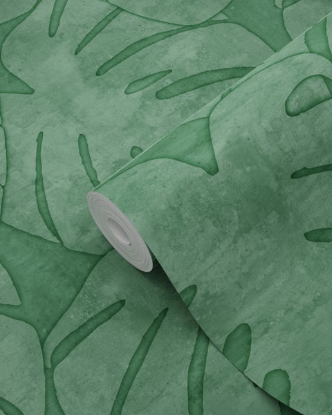 Rolle grüne Tapete mit Monstera-Blattmuster