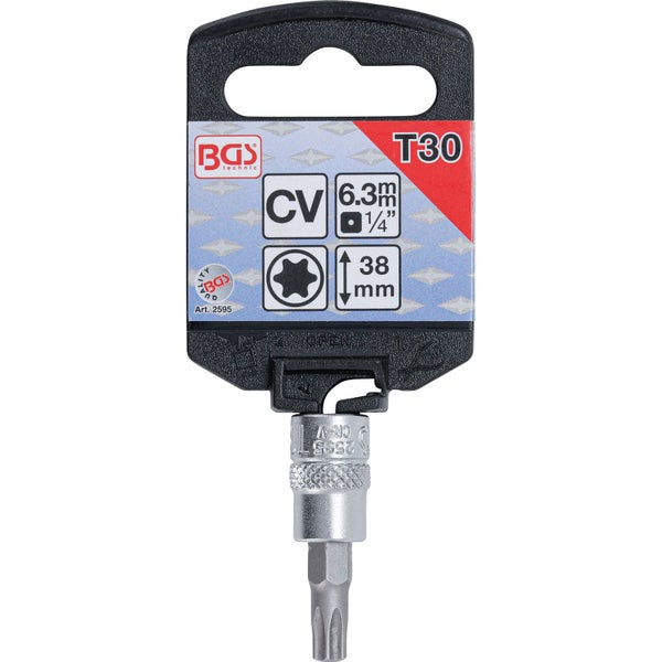 BGS Bit-Einsatz Antrieb Innenvierkant 6,3 mm (1/4) T-Profil (für Torx) T30 - 2595