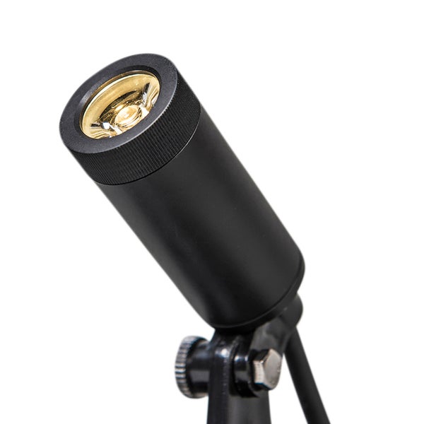 Schwarzer LED-Gartenstrahler mit verstellbarem Kopf.