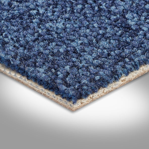 Teppichboden blau Meterware strapazierfähige Auslegware mit Schlingen Struktur robust 400 cm Breite (Meterware)