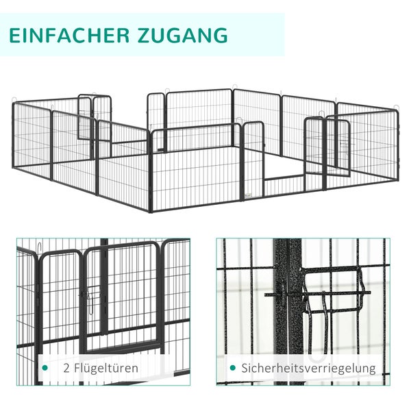 PawHut Welpenauslauf, 80L x 1,5B x 60H cm, Stahl, Schwarz