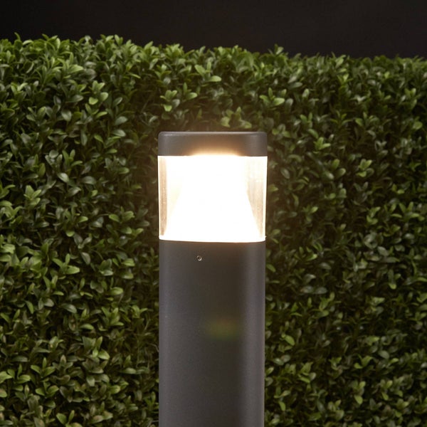 Lucande LED Außenleuchte Milou (spritzwassergeschützt (Modern) in Schwarz aus Aluminium (1 flammig, ) - Wegeleuchte Pollerleuchte Wegelampe Sockelleuchte