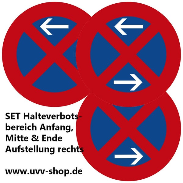 Halteverbotszone 3er Schilderset mobiler Parkverbotsbereich